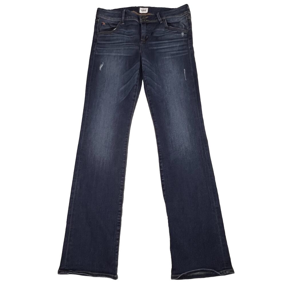 Hudson Beth Baby Bootcut Jeans Size 32 Blue Dark Wash Midrise Flap Pockets Logo